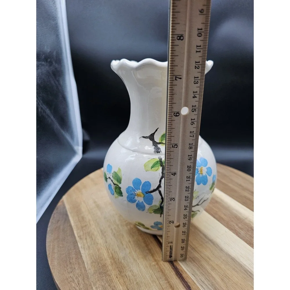 Vintage‎ Weiss Hand Painted Pottery Vase Flowers ~ Made In Brazil